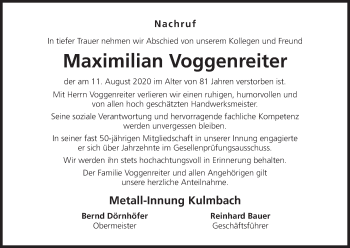 Anzeige von Maximilian Voggenreiter von MGO