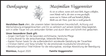 Anzeige von Maximilian Voggenreiter von MGO