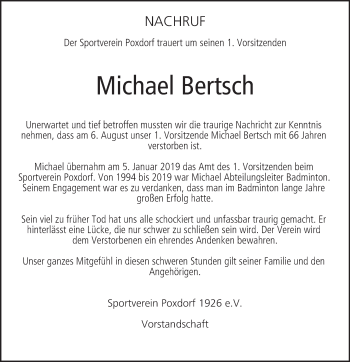 Anzeige von Michael Bertsch von MGO