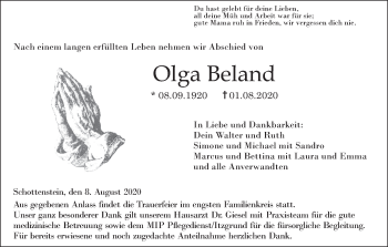 Anzeige von Olga Beland von MGO