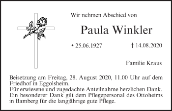 Anzeige von Paula Winkler von MGO