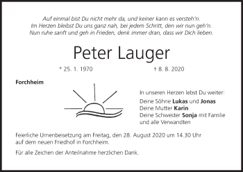 Anzeige von Peter Lauger von MGO