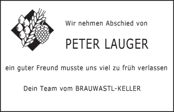 Anzeige von Peter Lauger von MGO