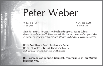 Anzeige von Peter Weber von MGO
