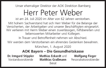 Anzeige von Peter Weber von MGO