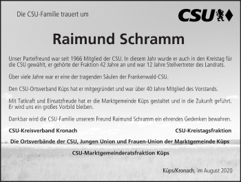 Anzeige von Raimund Schramm von MGO