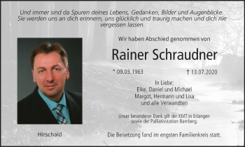 Anzeige von Rainer Schraudner von MGO Anzeige von Rainer Schraudner von MGO