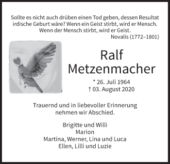 Anzeige von Ralf Metzenmacher von MGO