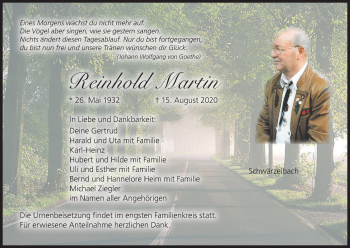 Anzeige von Reinhold Martin von MGO