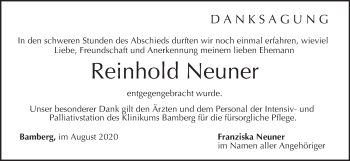 Anzeige von Reinhold Neuner von MGO
