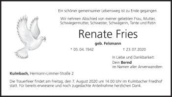 Anzeige von Renate Fries von MGO