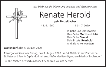 Anzeige von Renate Herold von MGO