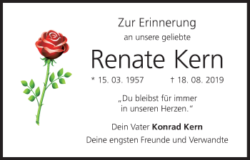 Anzeige von Renate Kern von MGO