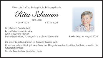 Anzeige von Rita Schumm von MGO