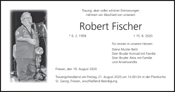 Anzeige von Robert Fischer von MGO