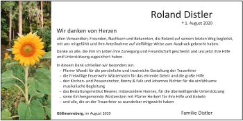 Anzeige von Roland Distler von MGO