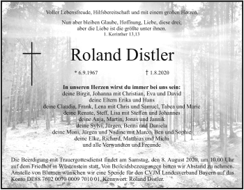 Anzeige von Roland Distler von MGO