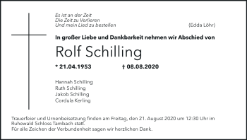 Anzeige von Rolf Schilling von MGO