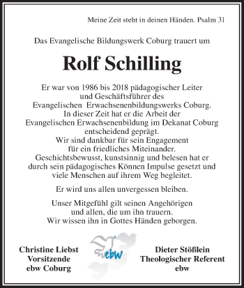 Anzeige von Rolf Schilling von MGO