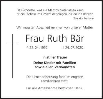 Anzeige von Ruth Bär von MGO