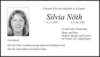 Anzeige von Silvia Nöth von MGO