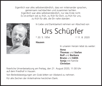 Anzeige von Urs Schüpfer von MGO