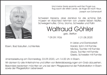 Anzeige von Waltraud Göhler von MGO