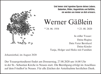 Anzeige von Werner Gäßlein von MGO