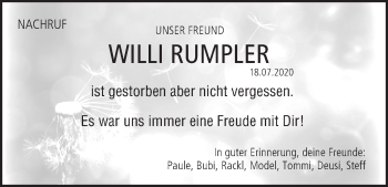Anzeige von Willi Rumpler von MGO