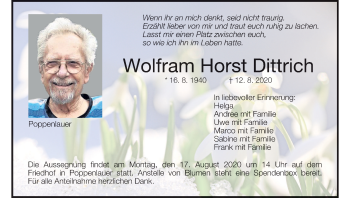 Anzeige von Wolfram Horst Dittrich von MGO