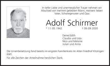 Anzeige von Adolf Schirmer von MGO