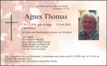 Anzeige von Agnes Thomas von MGO