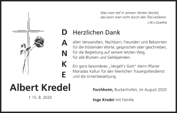 Anzeige von Albert Kredel von MGO