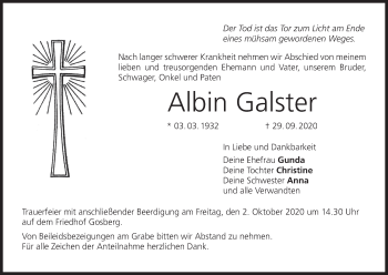Anzeige von Albin Galster von MGO