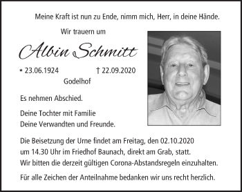 Anzeige von Albin Schmitt von MGO