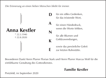 Anzeige von Anna Kestler von MGO