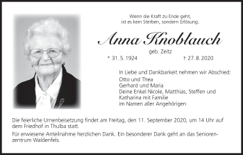 Anzeige von Anna Knoblauch von MGO