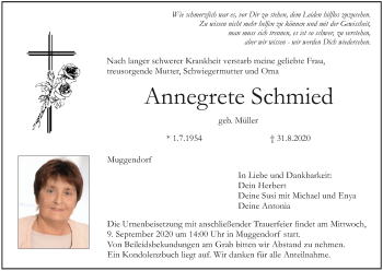 Anzeige von Annegrete Schmied von MGO