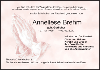 Anzeige von Anneliese Brehm von MGO