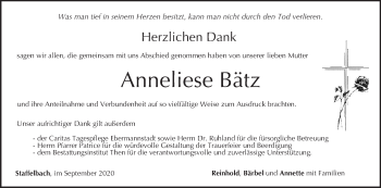 Anzeige von Anneliese Bätz von MGO