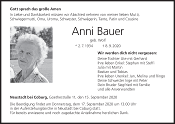 Anzeige von Anni Bauer von MGO