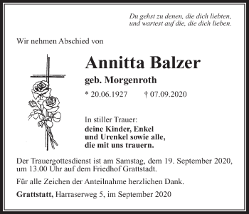 Anzeige von Annitta Balzer von MGO