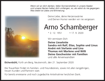 Anzeige von Arno Schamberger von MGO