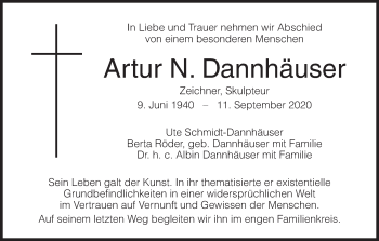 Anzeige von Artur N. Dannhäuser von MGO