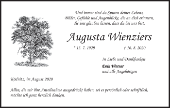 Anzeige von Augusta Wienziers von MGO