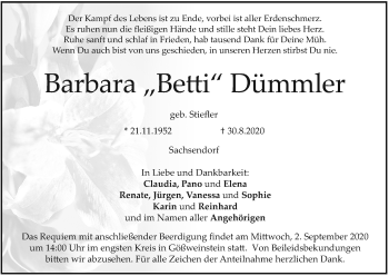 Anzeige von Barbara Dümmler von MGO