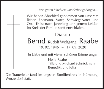 Anzeige von Bernd Rudolf Wolfgang Raabe von MGO
