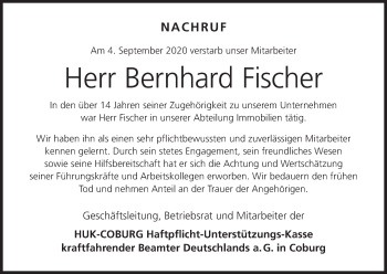 Anzeige von Bernhard Fischer von MGO