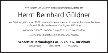 Anzeige von Bernhard Güldner von MGO
