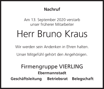 Anzeige von Bruno Kraus von MGO